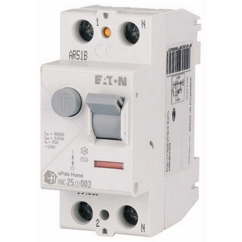Выключатель дифференциального тока (УЗО) 2п 25А 30мА тип AC 6кА HNC-25/2/003 2мод. EATON