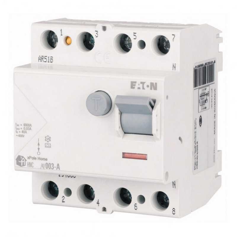 Выключатель дифференциального тока (УЗО) 4п 25А 30мА тип AC 6кА HNC-25/4/003 4мод. EATON