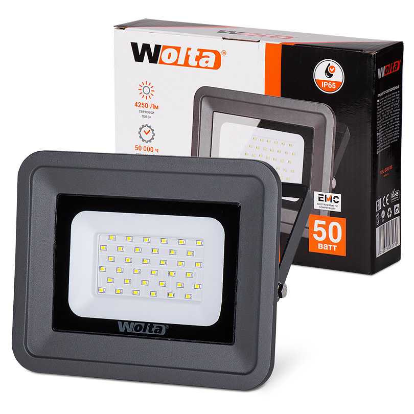 Светодиодный прожектор WFL-50W/06,  5500K, 50 W SMD, IP 65 WOLTA