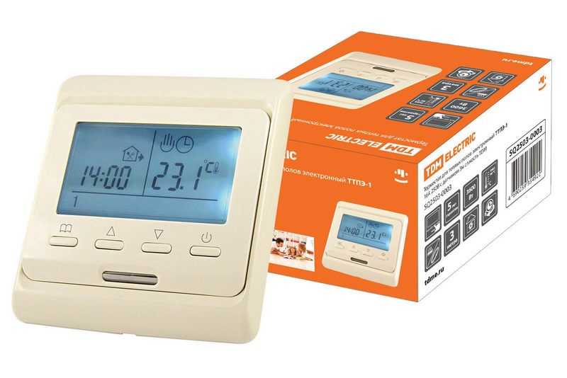 Термостат для теплых полов электронный ТТПЭ-1 16А 250В с датчиком 3м слоновая костьTDM