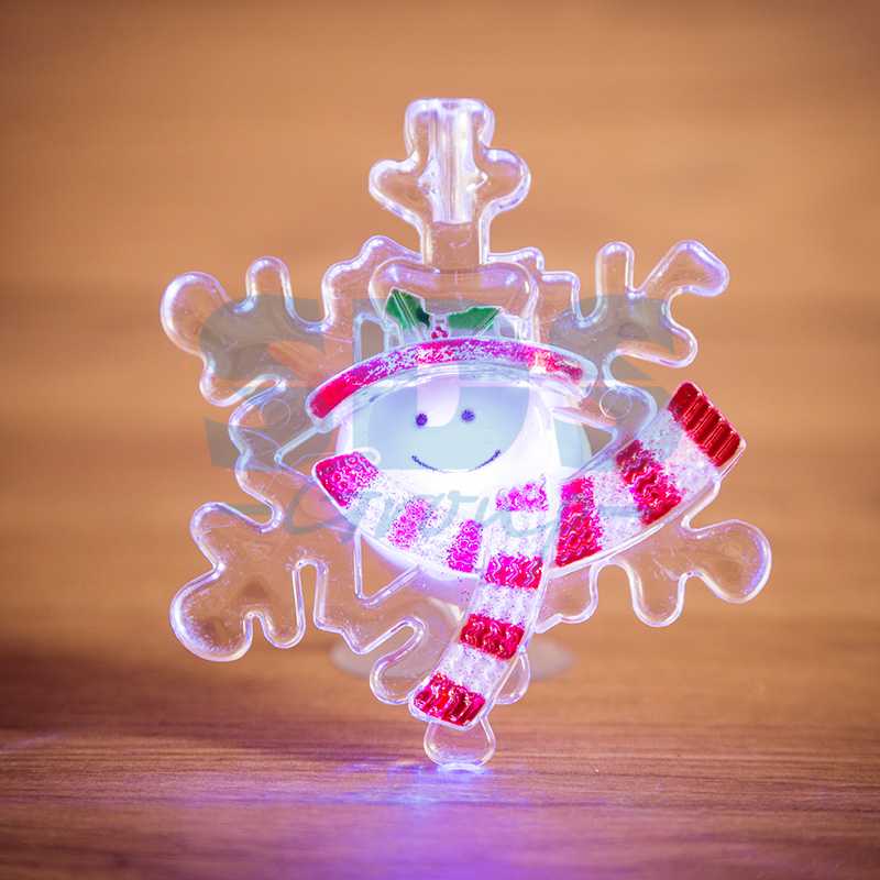 Фигура светодиодная на присоске Снежинка со снеговиком, RGB"