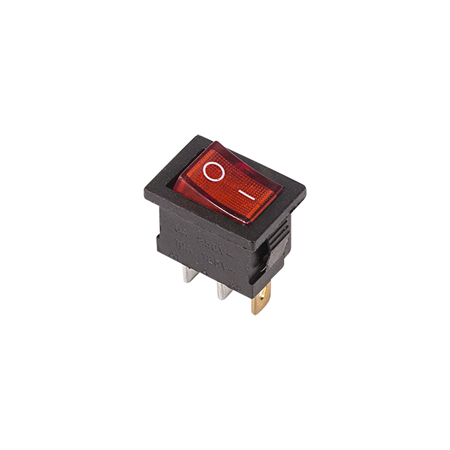 Выключатель клавишный 250V 6А (3с) ON-OFF красный  с подсветкой  Mini  (RWB-206, SC-768)  REXANT
