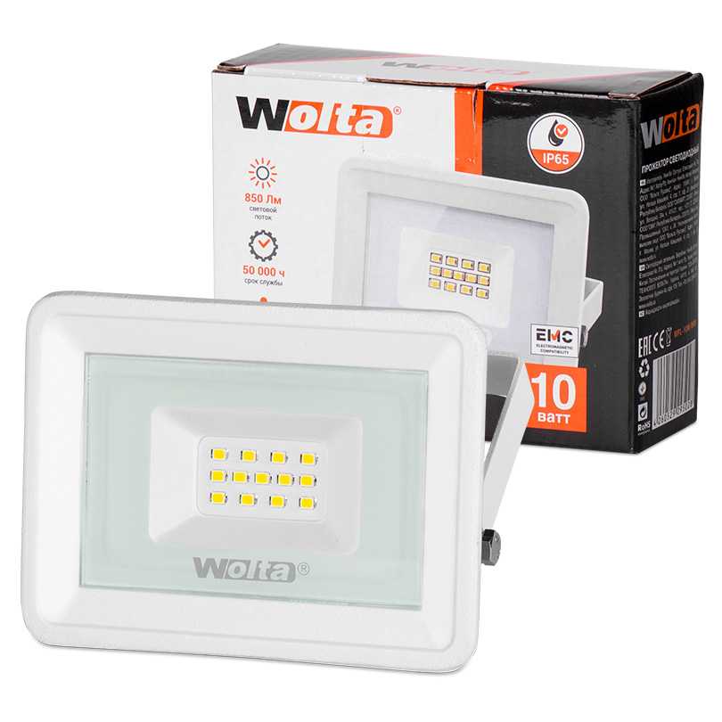 Светодиодный прожектор WFL-10W/06W Белый ,  5500K, 10 W SMD, IP 65 1/40 WOLTA