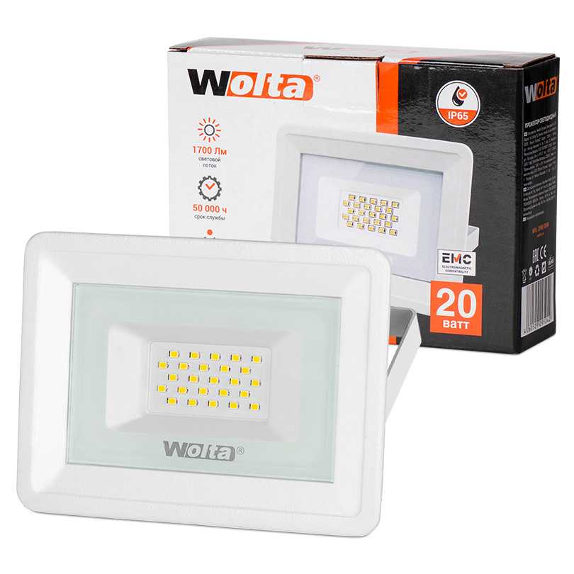 Светодиодный прожектор WFL-20W/06W Белый,  5500K, 20 W SMD, IP 65 1/20 WOLTA