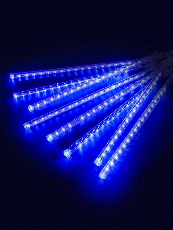 Гирлянда "Сосульки", падающий голубой свет, 30 см, 8 шт в комплекте, 3,8 м, 220 вольт, IP44 TDM