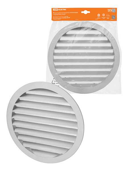 Решетка вентиляционная круглая алюминиевая с москитной сеткой, с фланцем d250, внеш. D275, TDM