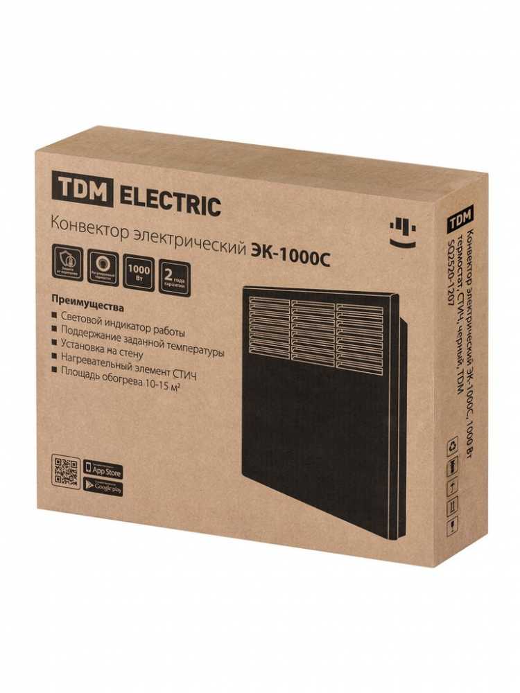 Конвектор электрический ЭК-1000С, 1000 Вт, термостат, СТИЧ, черный, TDM_10